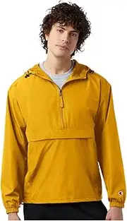 Champion CO200 Men's Hooded Packable Quarter-Zip Jacket, Lightweight Wind & Water-Resistant Pullover with Adjustable Hood