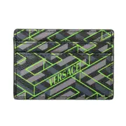 Versace Unisex "La Greca" Signature Coated Canvas Leather Card Case