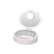 Catzon LED Lighted Makeup Mirror with 3 Light Settings Rechargeable Vanity Mirror with 1x/10x Magnifications with Cosmetic Organizer TD022(White)