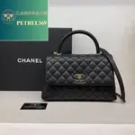 二手精品 CHANEL 香奈兒 COCO HANDLE 黑色 荔枝紋 單肩包 斜挎包 手提包 肩背包 A92991