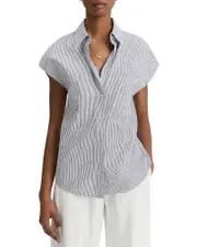 Vince Ticking Stripe Linen Top