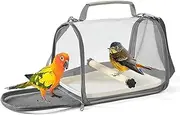 UOSIA Bird Travel Carrier, Portable Small Pet Parrot Cage with Standing Perch, Breathable Carrier for Lovebirds Conures Parakeet Budgie Canary