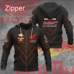 REPSOL HONDA RACING HRC RED BULL 男士拉鍊連帽衫春秋休閒兒童服裝夾克外套