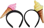 ibasenice 2pcs Ice Cream Food Headgear Food Hairband Party Hair Accessory Ice Cream Hat Christmas Halloween Decor Ice Cream Hair Hoop for Party