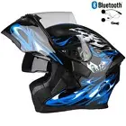 Bluetooth Flip UP Modular Motorbike Helmet Sun Vison Helmet +Led Light DOT