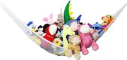 Toy Hammock for Stuffed Animals 80 Jumbo Strong Mesh Toy Organizer with Metal Hooks Extra large Triangular Hanging Storage Net by (White)