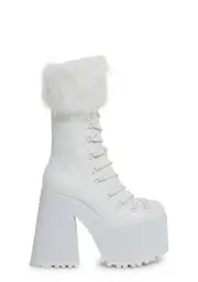 [Sugar Thrillz] Snow Bunny Lace-Up Boots - White