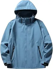 [Cambkatl] Mens Windproof Jacket Waterproof Lightweight Mountain Sport Jacket Thin Hooded Windbreaker Raincoat, 01 Sky Blue, Large