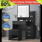 ALFORDSON Dressing Table Stool Set Makeup Mirror Vanity Desk Cabinet Black
