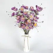 4 Branchs Artificial Azalea Nemophila Silk Flowers Artificial Flowers Baby Blue Eyes Faux Flowers Bulk Flower for DIY Centerpieces Wedding Party Home Decorations(Purple)
