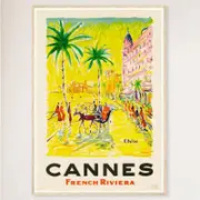 Galrie Cannes Vintage Travel Poster: Explore the Glamour of French Riviera Art Print, Wood Frame, A4 21 x 30cm (8 x 12inch)