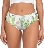 [SAAKE] Springtime Herb Garden Print Women's Briefs XS S M L XL XXL 3XL 4XL Plus Size Briefs Bikini Ladies Underpants