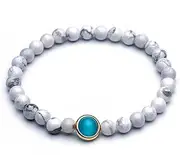 [IBOWZ] Crystal Bracelet Bead Bracelets Chakra Bracelet, 7 Chakra Natural Stone Blue Cat's Eye Crystal Beads White Magnesite Elastic Bangle Jewelry Yoga Energy Women Charm Diffuser Friend