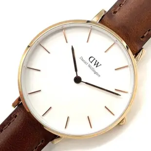 【Daniel Wellington】Petite St Mawes系列 中性玫瑰金真皮皮革腕錶-白面/32mm(DW00100175)