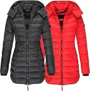 [JEShifangjiusu] Women Winter Warm Thickening Long Tunic Fashion Long Quilted Jacket 2 Pieces Padded Coat With Removable Hood, Colour 4, 3XL