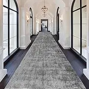 Hallway Carpet Runner Rug 1m 1.5m 2m 2.5m 3m 3.5m 4m 4.5m 5m 6m Long Carpet Runner Narrow Rugs for Hall Stairs Kitchen Entryway Corridor Bedroom, Grey(120x300cm)