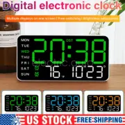 LED Digital Wall Clock Desk Alarm Clock Calendar Temperature Date Time Display