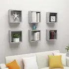 NNEVL Wall Cube Shelves 6 pcs Concrete Grey 30x15x30 cm