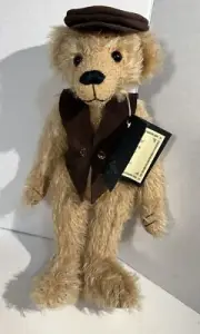 C Royer Teddy Bear French Artist Mohair 12.5” Suede Vest Hat Cute Artist OOAK