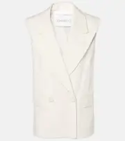 [Nina Ricci] Nina Ricci Double-breasted cotton canvas vest AU 14 white