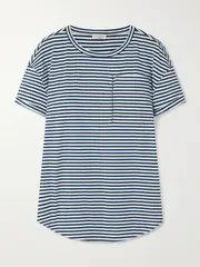 [Brunello Cucinelli] Brunello Cucinelli - Bead-embellished Striped Cotton-jersey T-shirt - Navy - small small Blue