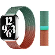 For Apple Watch iWatch Band Series 9 8 7 SE 6 5 4 Magnetic Stainless Steel Strap - Gradient Orange Green
