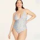 J. Crew Plunge One-Piece Swimsuit Blue Cloud Meadow Floral Woman's 24 $118 BF144