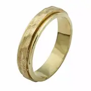 Wedding Ring Jewish Band In 14K Yellow Gold Hammered Spinner Judaica Jewelry