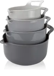 Cook With Color Mixing Bowls - 4 Piece Nesting Plastic Mixing Bowl Set With Pour