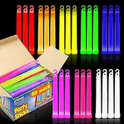 PartySticks Glow Sticks Party Supplies for Kids and Adults (50pk Assorted) - 6 Inch Bulk Glow Light Up Sticks Party Favors, Glow in the Dark Party Decorations, Waterproof Nontoxic Glow Necklaces