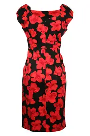 Floral Sateen Cocktail Shift Dress--JUM-326J5047A