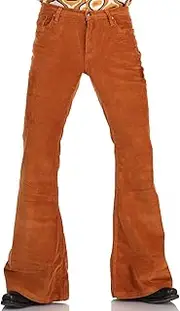 [LDNINE] Men's Corduroy Relaxed Vintage 60s 70s Bell Bottom Pants Stretch Fit Classic Comfort Flared Flares Retro Disco Pants