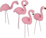 QANYEGN 4 Pcs Flamingo Garden Statue, Resin Decor for Yard Lawn Patio Decorations Gifts