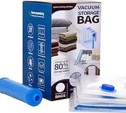 20 Pack Vacuum Storage Bags, Space Saver Bags (4 Jumbo 4 Large 4 Medium 4 Small 4 Travel Roll Up Bags) With Hand Pump Compression Bags Vacuum Seal Bags for Clothing, Comforters, Blankets, Bedding
