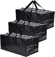WYJREES Moving Bags,Extra Large 87L Moving Boxes With Reinforced Handles Zippers,Water-proof Strong Packing Boxes to Move Clothes Storage Bag with Tag Pocket for Bedding Space Saver 3 Pack