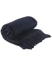 LR Home Navy And Off-White Throw Blanket