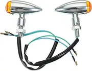 Turn Signal Indicator 1 Pair Chrome Motorcycle Bullet Turn Signal Indicator Light Lamp(Silver)