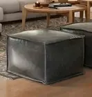 Ottoman New Handmade Pouf Black 20'' Square Wonderful Vintage Aamazing Unstuffed