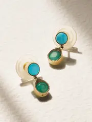 [Jenna Blake] Jenna Blake - 18-karat Gold, Turquoise And Emerald Earrings - One size One size Gold