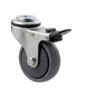 QTY 4 Trolly Wheel 75mm x 28mm x 23mm Swivel Bolt & Brake 50kg Load KJQ75G/KZHTB