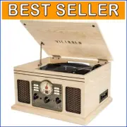 Versatile Bluetooth 6-in-1 Record Player with Speakers & CD/Cassette Playback