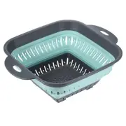Silicone Collapsible Colander, Square Collapsible Strainer Food Strainers-Green