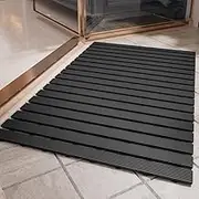 Shower-Mat Non Slip, PADOOR Heavy Duty Bathtub-Mat Curlable Quick Drain Sturdy Bath Tub Mat Without Suction Cups for Indoor Outdoor Use 17x26 Inch Black
