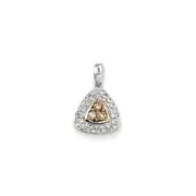 14K White Gold Champagne u0026 White Real Diamond Pendant