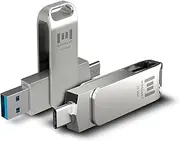 MOSDART 2Pack 64GB Fast USB C Flash Drive 2 in 1 OTG USB C to USB A 3.1 Dual Thumb Drive Metal Memory Stick for USB-C Android Phones, iPhone 15, MacBook, iPad, Computers and More, Silver