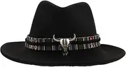 [Holibanna] Bull Head Woolen Hat Fedoras Hats for Men Sombrero Vaquero para Hombre Mens Hats Fitted Hat Mens Fedora Hats Red Hat Men Caps and Hats Mexico Hat Man Costume Black Felt