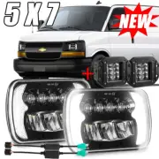 Pair 5x7" LED Headlights HI/LO & 5" Flush Mount Pods For Chevrolet Express 1500 (for: Ford)