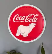 COCA COLA POLAR BEAR FULLY EMBOSSED STEEL SIGN Coke Bar Decor American Diner
