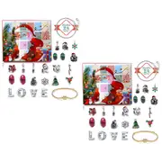 2 Sets Advent Calendar Bracelets Girls 24 Days Christmas Countdown Calendar with DIY Charms Jewelry Bracelet Set