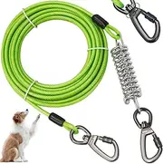 Dog Tie Out Cable, 20Ft Long Dog Leash with Spring and Swivel Clips, Heavy Duty Dog Runner Cable Up to 457Kg Pull Force, Dog Chains for Outside Yard Camping,Long Dog Leash,Dog Tie Out Cable